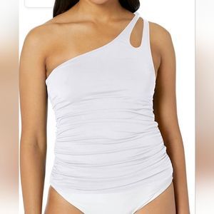 La Blanca white one shoulder keyhole tankini  NWT